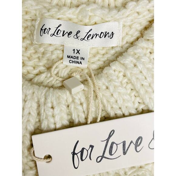 For Love & Lemons womens Keke Cable Knit Tank size 1X New Cream - Picture 4 of 10
